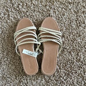 Madewell Kathryn Cream and Tan Braided Flat Espadrille Sandals